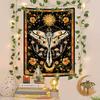 VIKAMA Retro Moth and Mandala Tapestry Aesthetics Bedroom Wall Decoration Living Room Dormitory Office Home Decor