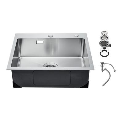 68cm Kitchen Sink Workstation, 304 Stainless Steel Top Mount Sinks, Drop-In Single Bowl Farmhouse Basin with Accessories
