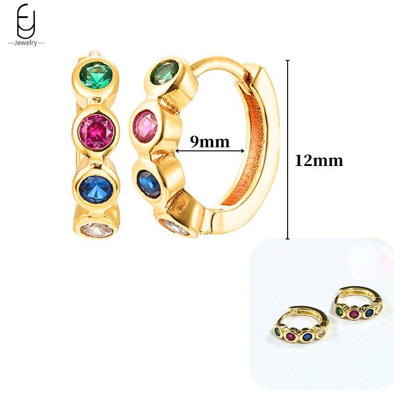 925 Silver Ear Buckles Fashion Hoop Earrings Colorful Crystal Pendants Gold Earring Premium Luxury Women's Jewelry Gift