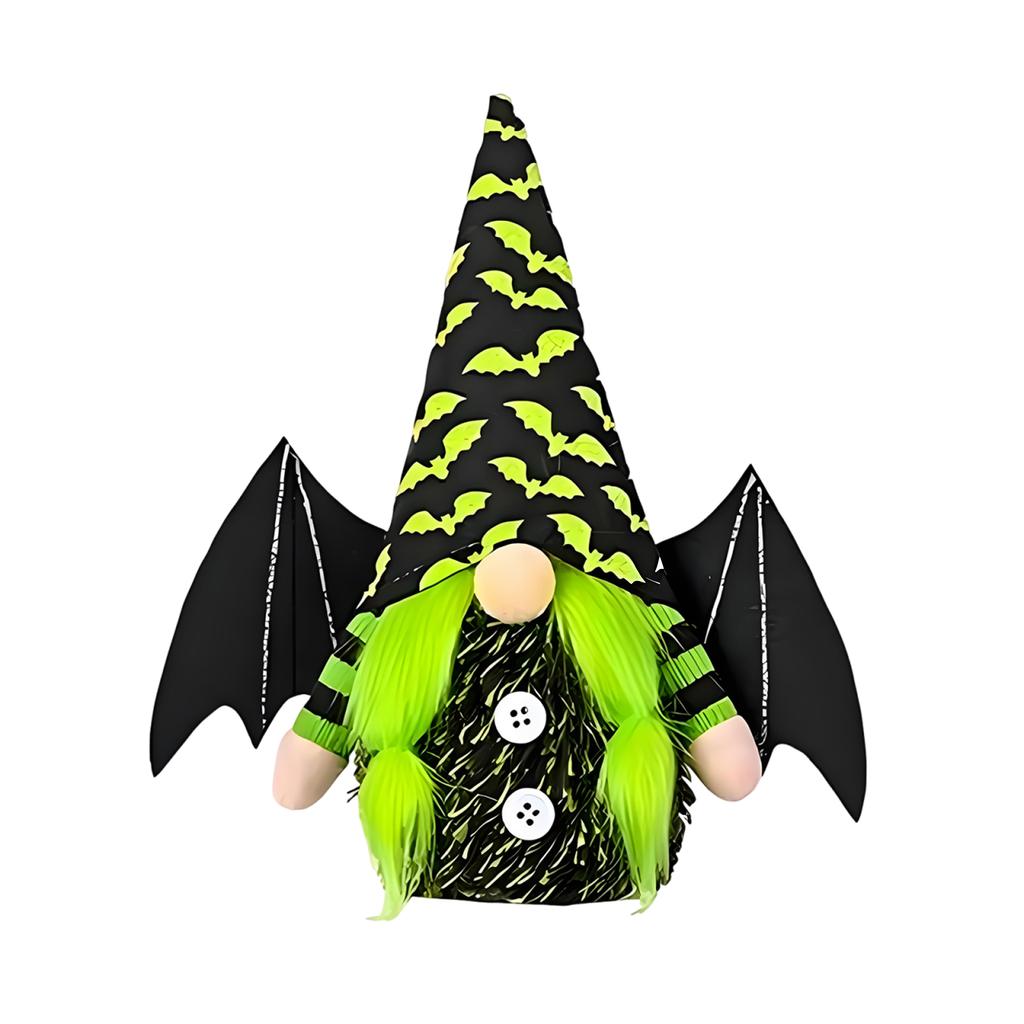 Bat Gnome Halloween Home Decor W/ Bat Wing Halloween Gnome Doll Halloween Dwarfs Plush Decor for Bedroom and Garden Decoration