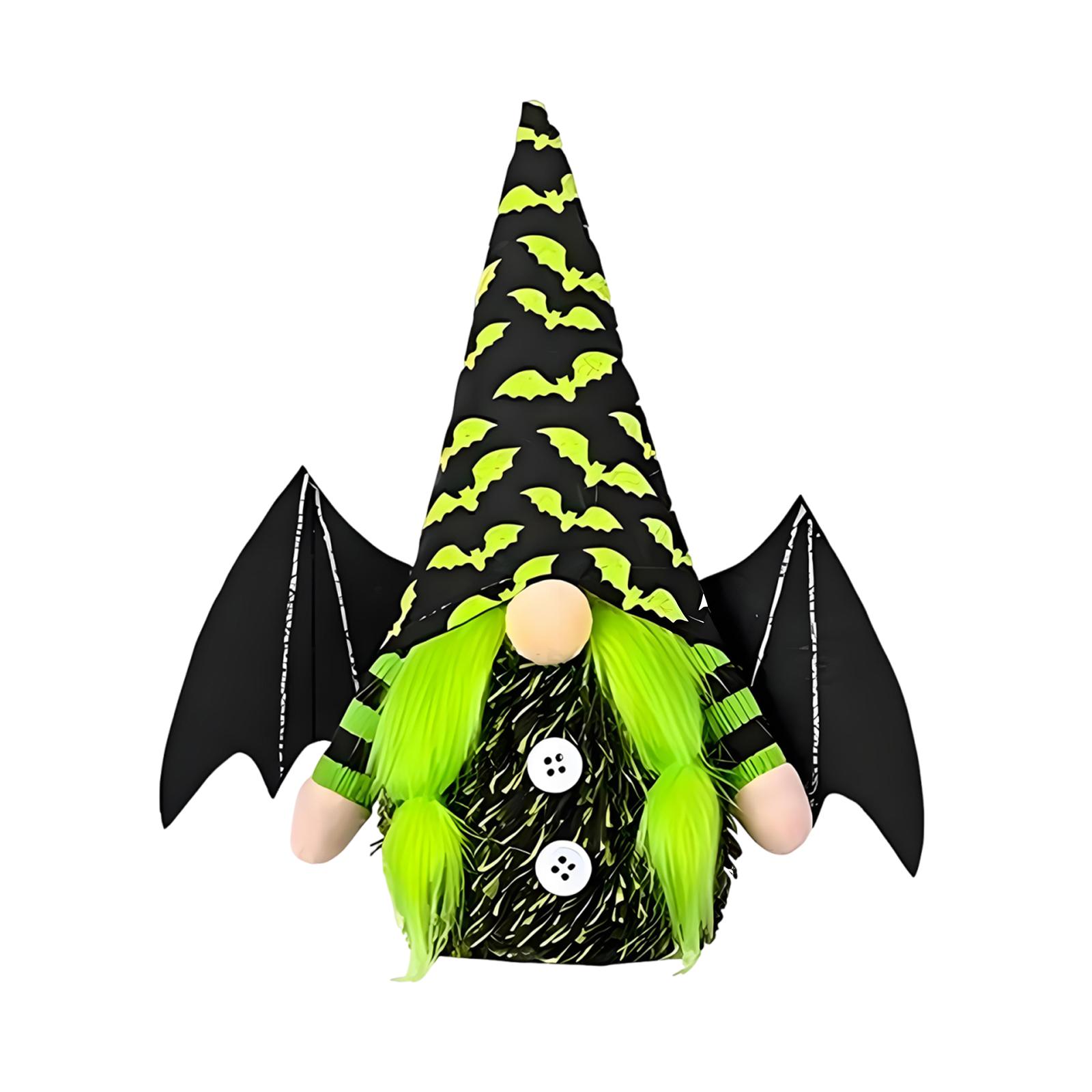 Bat Gnome Halloween Home Decor W/ Bat Wings Plush Handmade Gnome Doll Halloween Gnome Doll for Festive Halloween Decorations