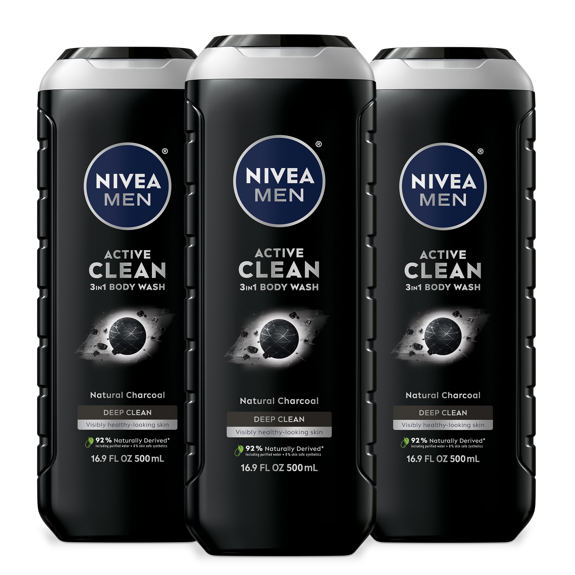 

Nivea Men Active Clean Body Natural жидкая унция, гель для душа, 16,9 (3 шт.)
