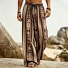 Women's Tribal Geometric Vertical Print Drawstring Wide Leg Pants, Casual Loose Trousers for Spring Summer Beach & Daily Wear