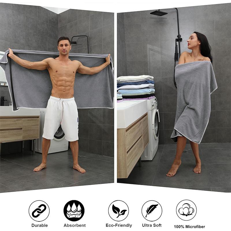 Oversize Microfiber Grey Bath Towel 35" X 70" Bath Towels Designed for Shower Pool Beach Super Absorbent Gentle Quick Dry Large Size