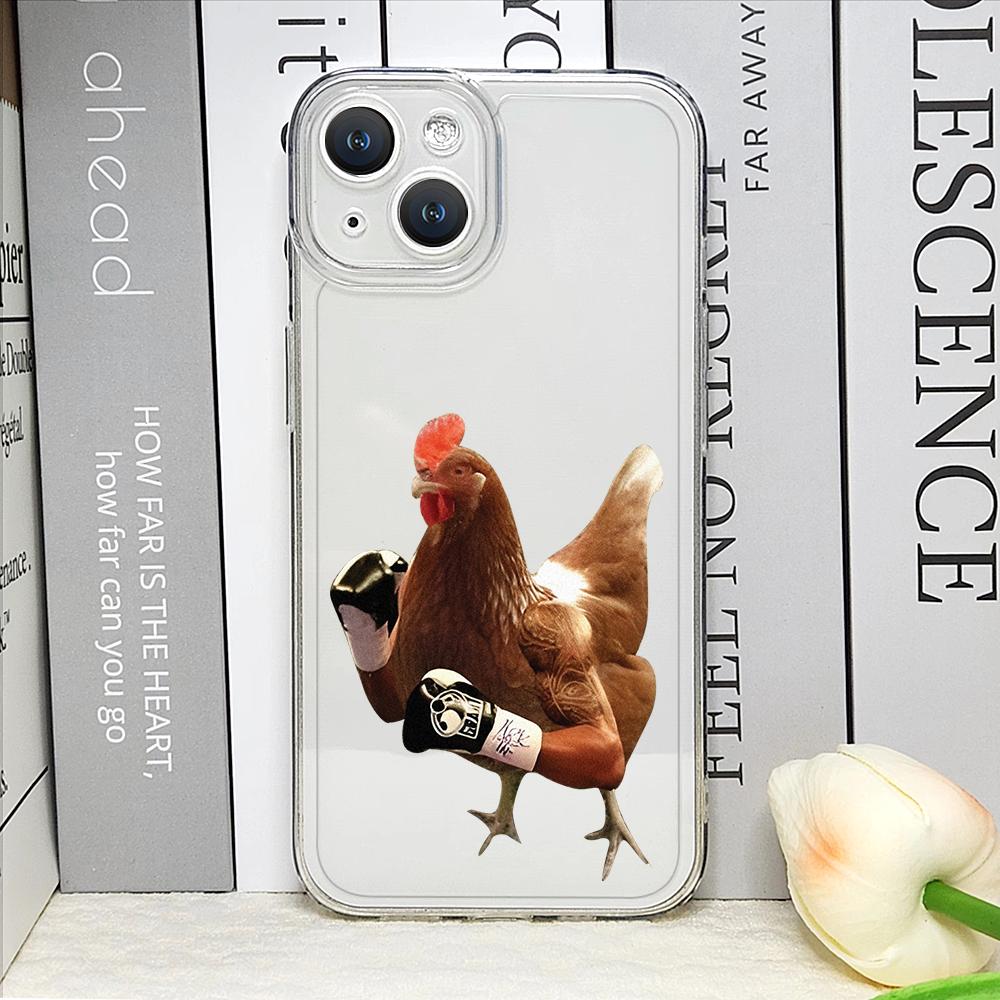 

Funny Cartoon Fighting Duck Chicken Clear Phone Cases for iPhone 17 16 15 14 13 12 11 Pro Max XR 8 7 Plus 13 12 Mini Soft Cover iPhone17 Pro Max