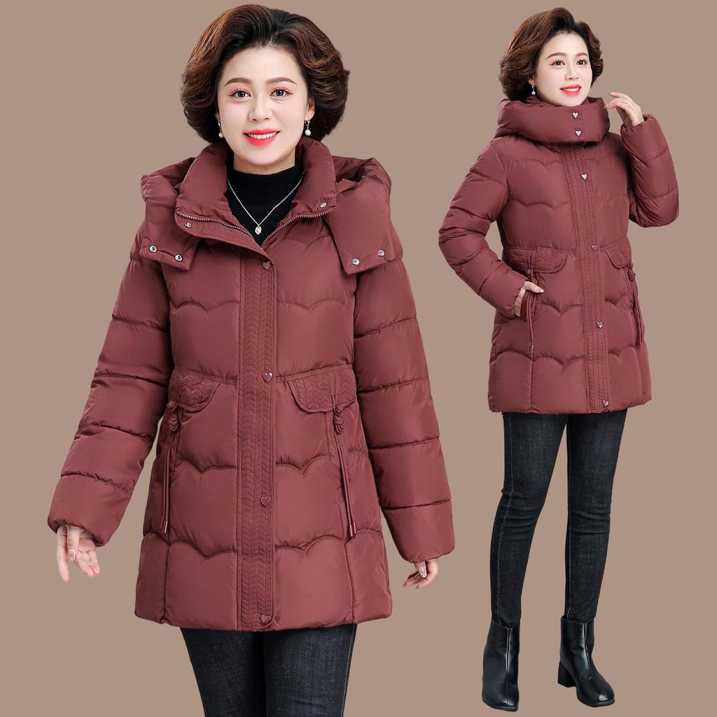 2025 Mid-Length Cotton Padded Jacket: Warm Winter Coat for Middle-Aged & Elderly Women