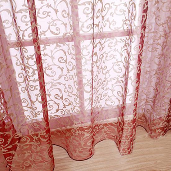 Printed Sheer Voile Home Window Door Divider Drape Curtain