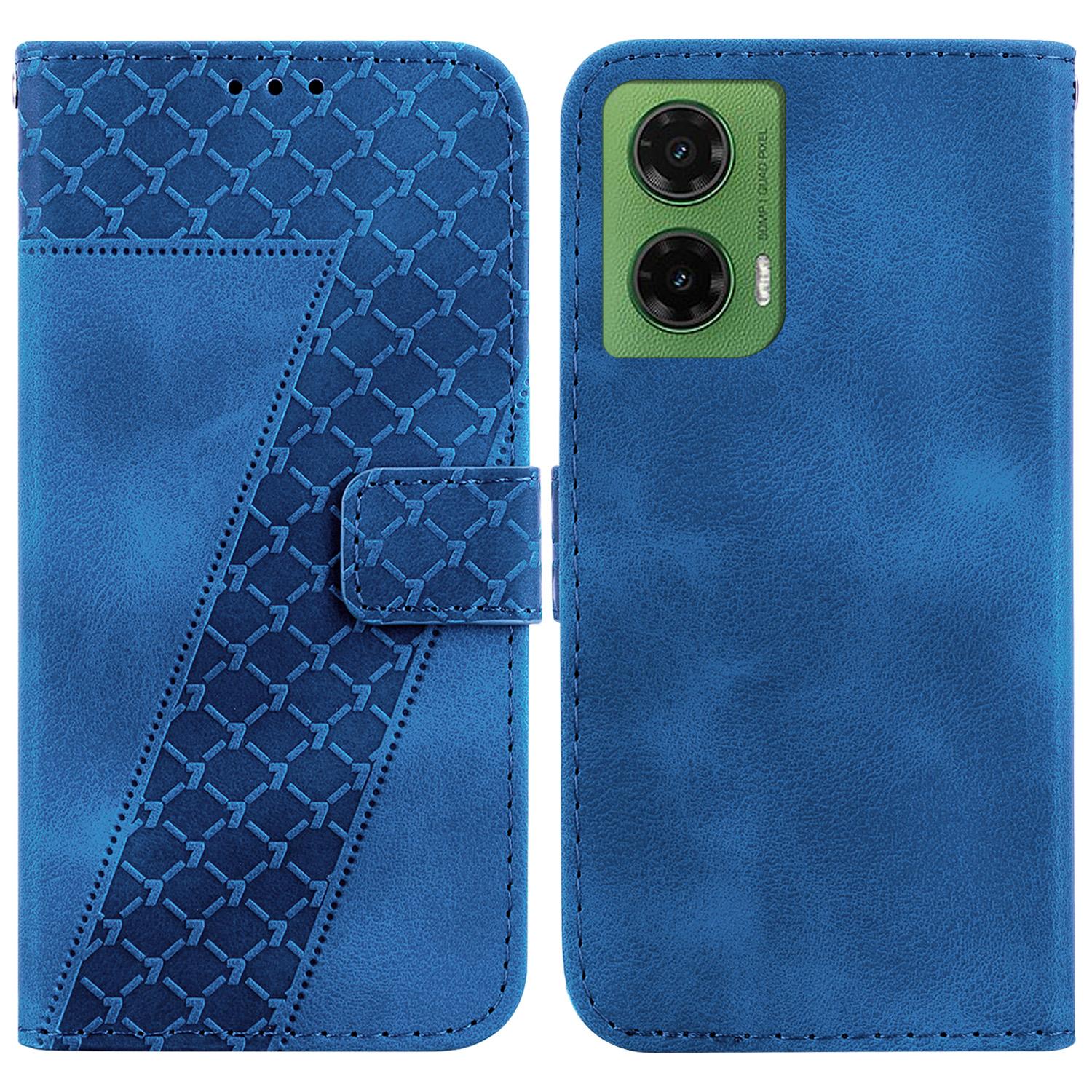 

For Motorola Moto G35 5G Stand Case 7-Shaped Pattern Imprint Leather Phone Cover A