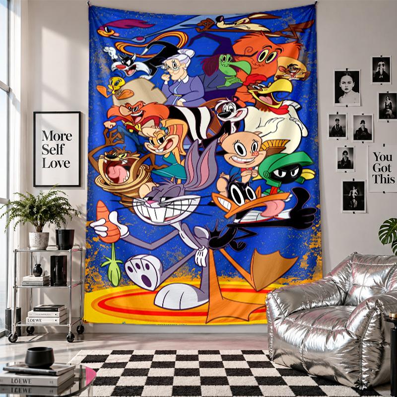 Wall TapestryLooney Tunes Art Hanging Cloth Decorative Background Cover for Room Decoration