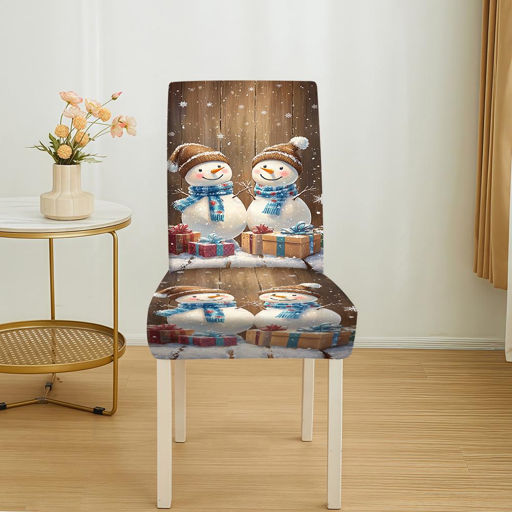 Festive Christmas Stretch Chair Cover - Dustproof Print Decoration