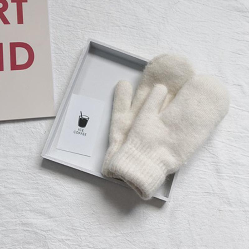 Women Winter Warm Cashmere Gloves Elastic Full Finger Mittens Soft Rabbit Fur Warm Plush Gloves Girls Knitted Riding Gloves