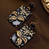 Enamel Relief National Style New Chinese Plum Blossom Earrings Medieval Vintage Gorgeous Retro Old Earrings