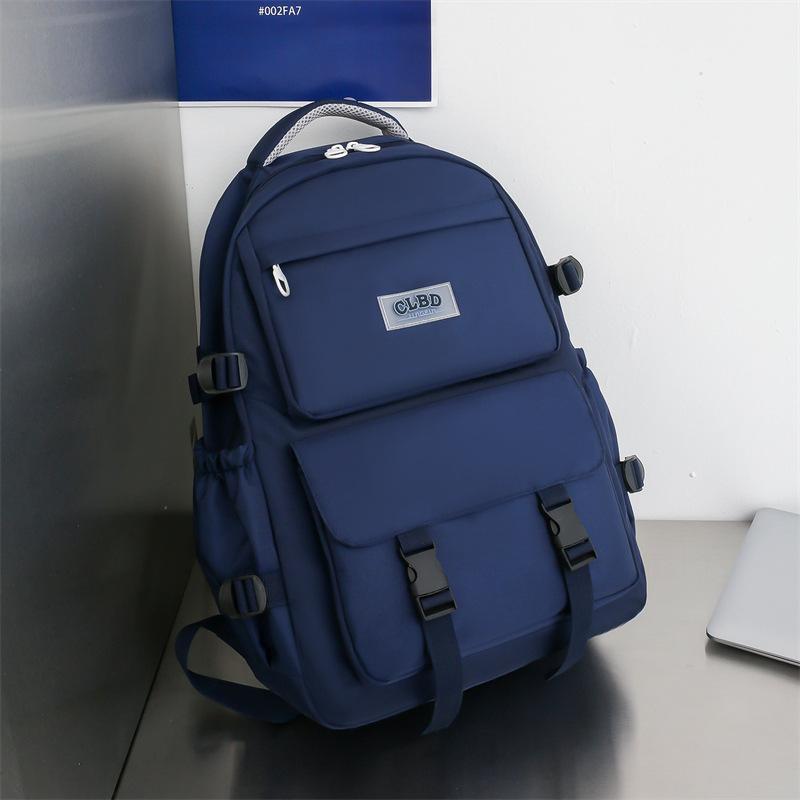 

Новый мужской рюкзак, уличный тренд, гонконгский стиль, рабочий, для средней школы, для старшей школы, большой вместимости, студенческий школьный рюкзак темно-синий