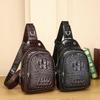 Men's Crocodile Pattern Large Capacity Crossbody Chest Bag