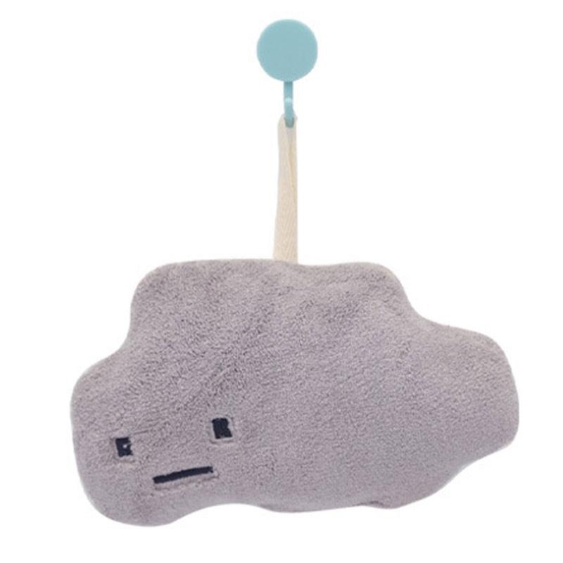 

Kids Hand Towel With Two Layers Absorbent Wall Mounted Bathroom Towel Soft Cloud Shape for Children Hygienic Habits серый