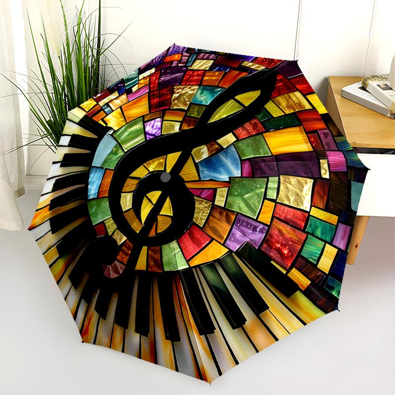 1PC Musical notes Umbrella Portable Folding Umbrella Iron Frame Hole Bone Structure Outdoor Home Umbrella A3