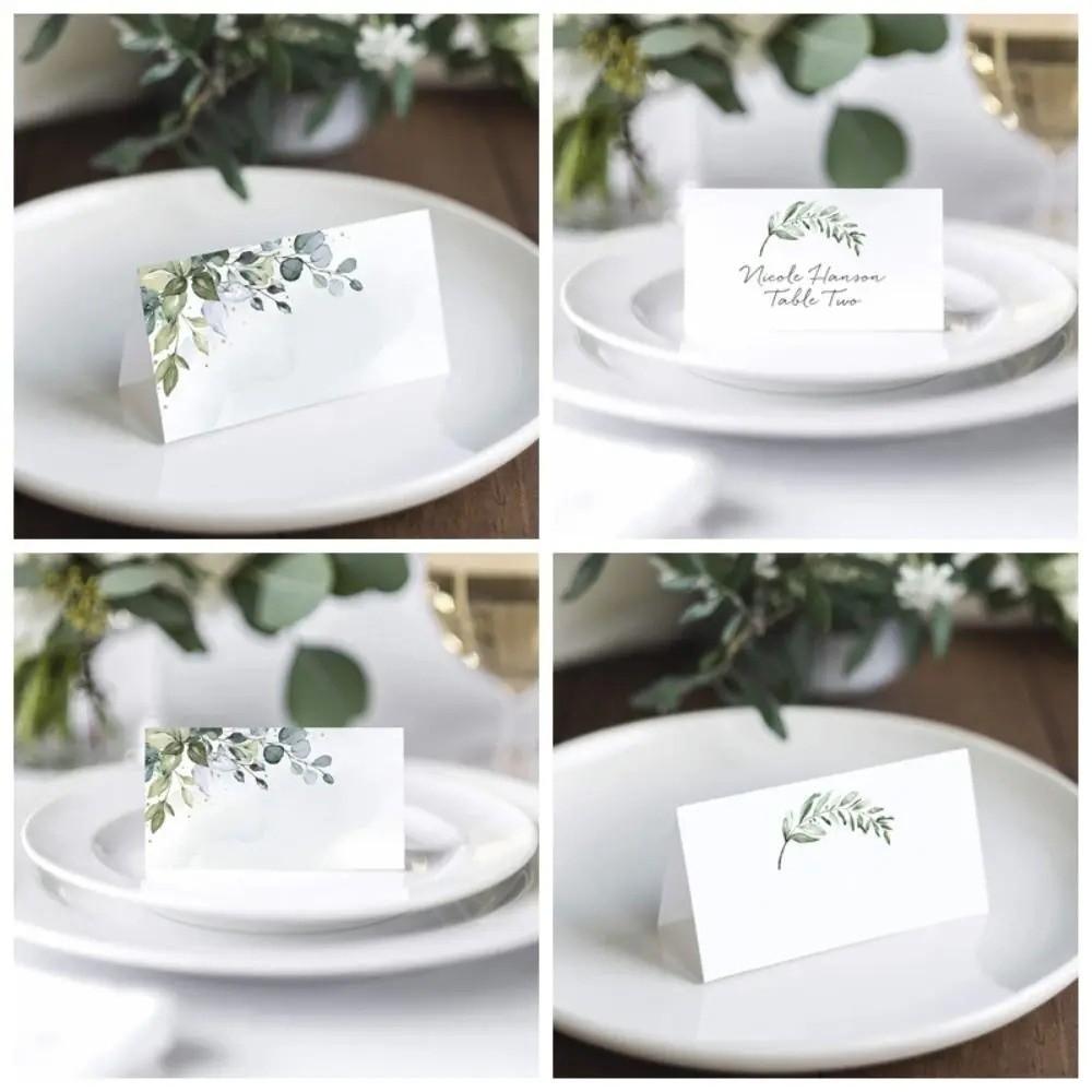100Pcs Creative Flowers Plants Printed Table Place Cards Fresh Style Blank Wedding Place Cards Seating Place Cards Wedding Decor
