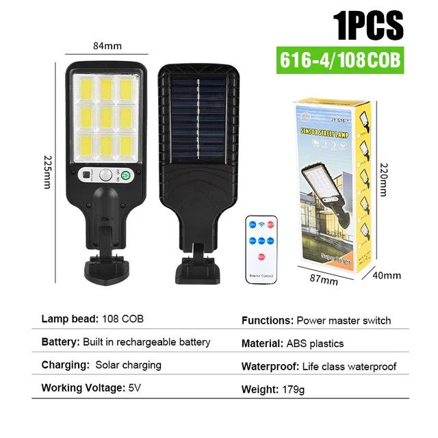 

1~6pack Solar Street Lights Outdoor 108COB LED Solar Lamp With 3 Lighting Mode Motion Sensor Security for Garden Patio Path Yard