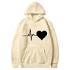 2025 Herbst/Winter Übergröße Damen Fleece-Hoodie mit Herzmuster, Tasche und Kordelzug