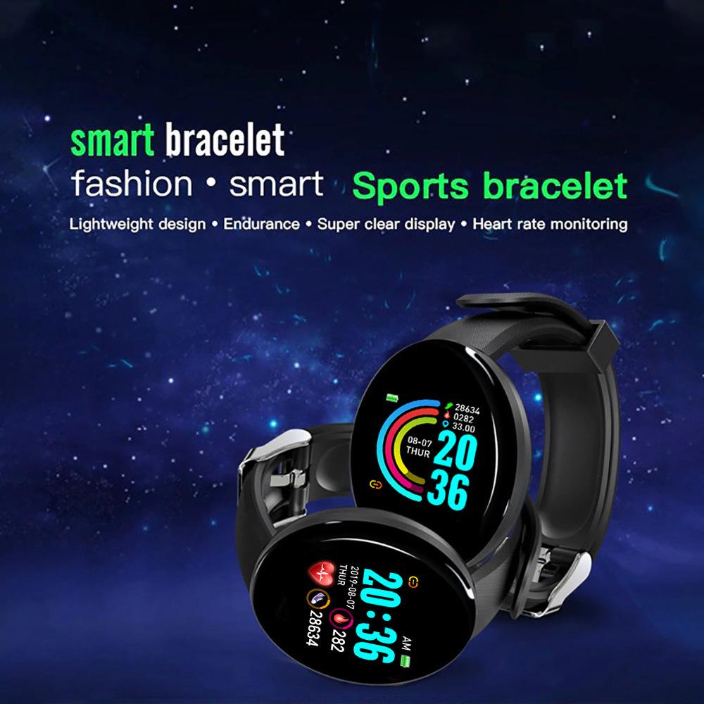 D18 Smart Armband Farbe Runder Bildschirm Bluetooth Herzfrequenz Blutdruck Schlafmonitor Übung Fitness Tracker Smartwatch