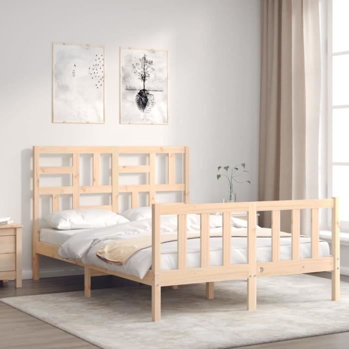 VidaXL Bed Frame with Headboard 120x200 Cm Solid Wood 3193071