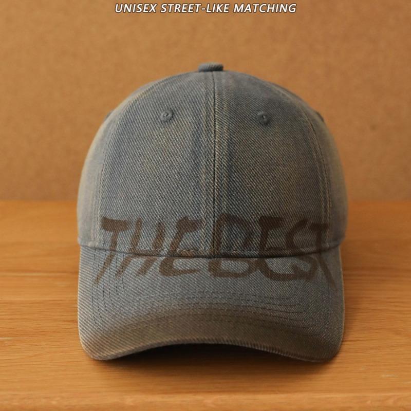 Retro washed old baseball cap women's wide brim big face showing face small peaked cap versatile hat tide