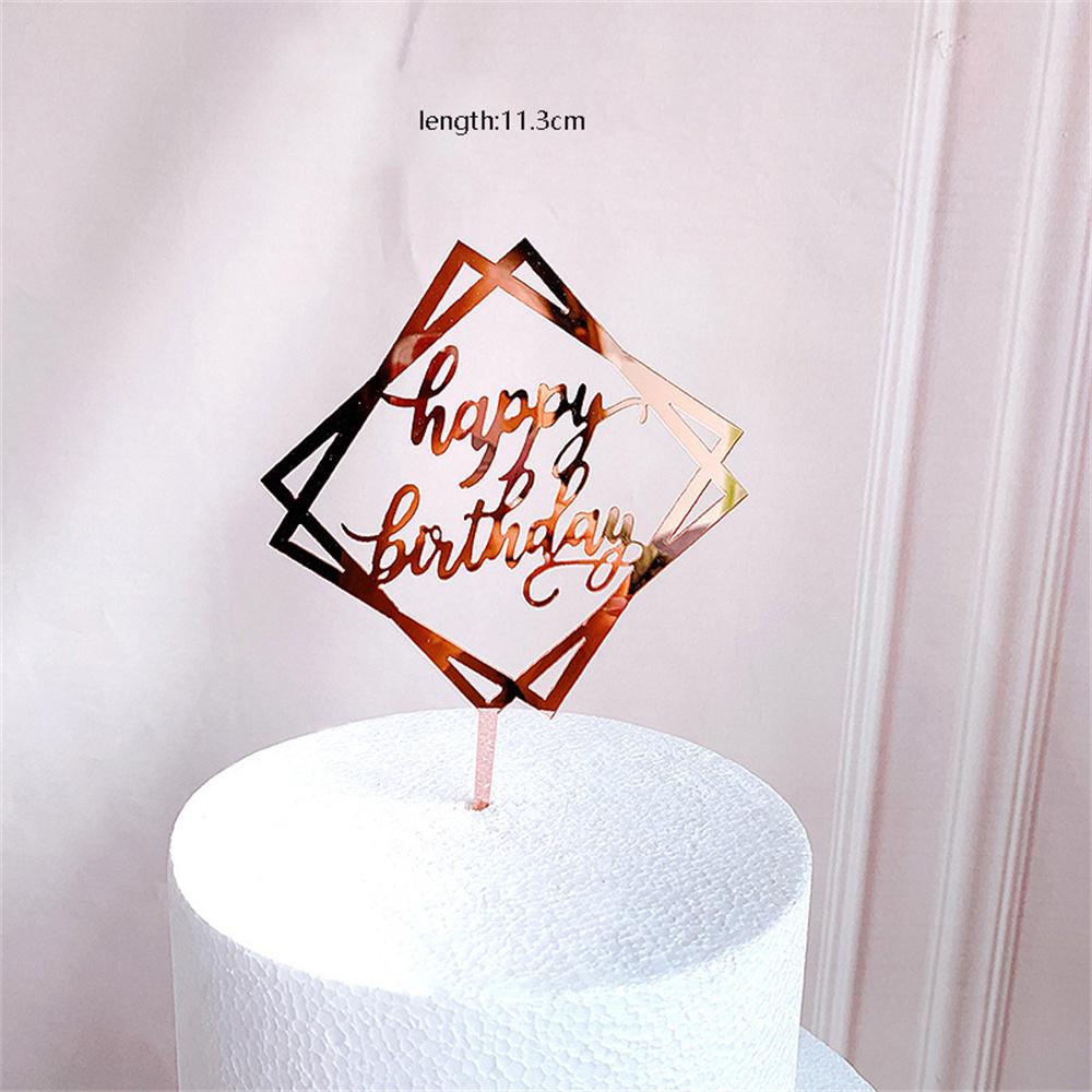 Happy Birthday Cake Topper Cake Acrylic Rose Gold Topper Birthday Party Decoration