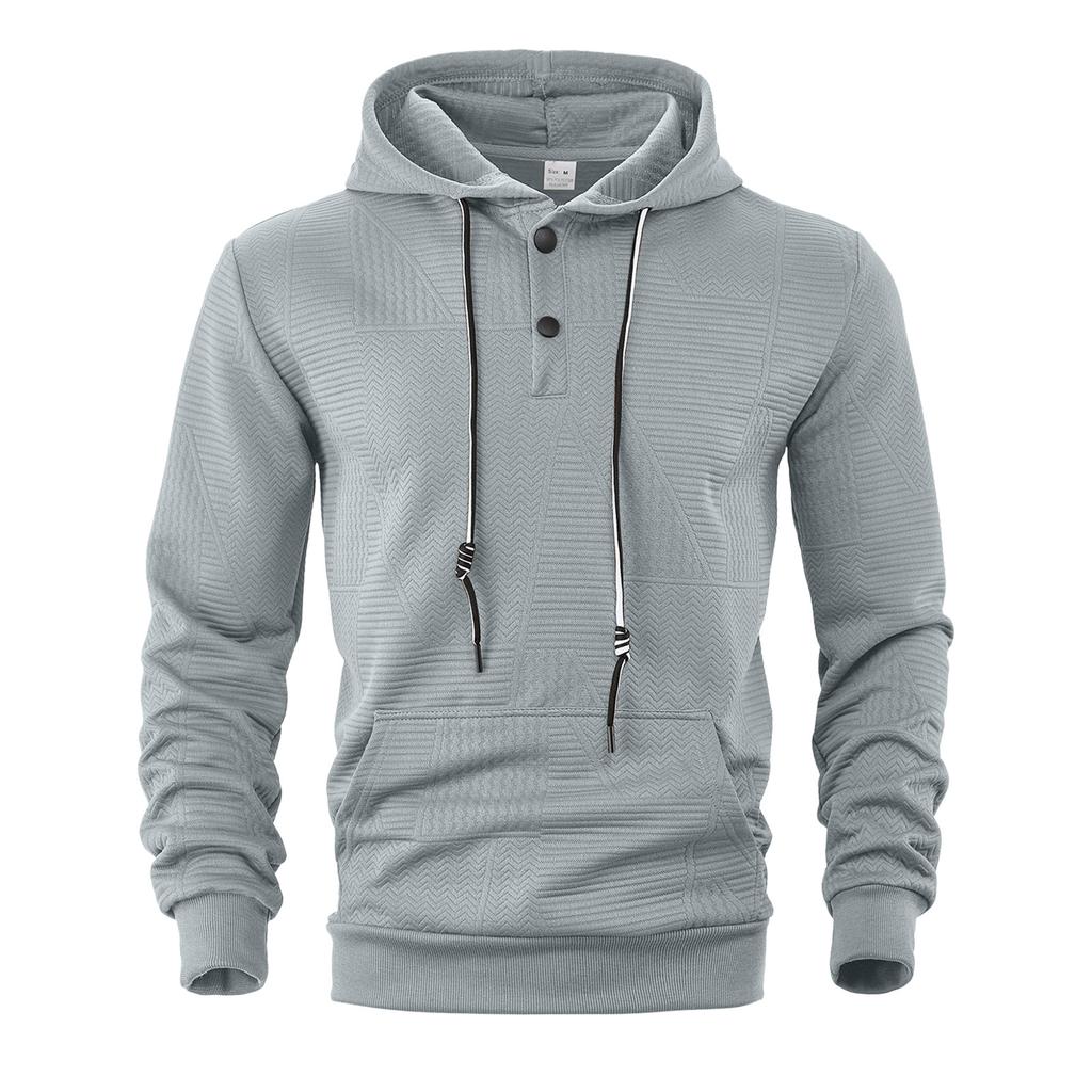 Spring and Autumn Pullover Solid Color Casual Sports Loose Trendy Long Sleeve Hoodie Men