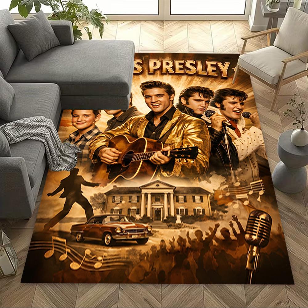 Elvis Presley: Rock Roll Carpet Perfect for Entryway Study room Balcony Game Room Anti-slip Rug Anime Office Decor Best for Christmas