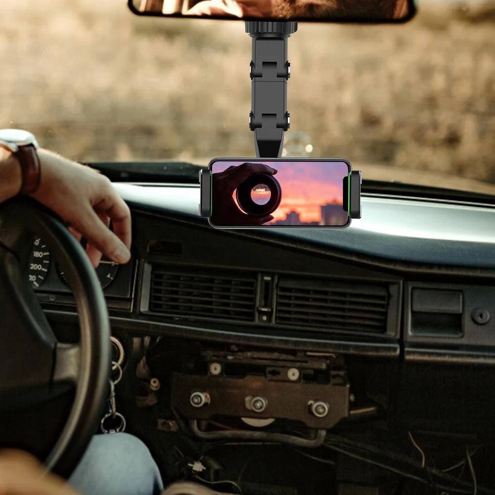 360° Car Rearview Mirror Phone Holder for 4.0-6.1 Inch Phone Gps Navigation Bracket Phone Holder Stand Adjustable Support