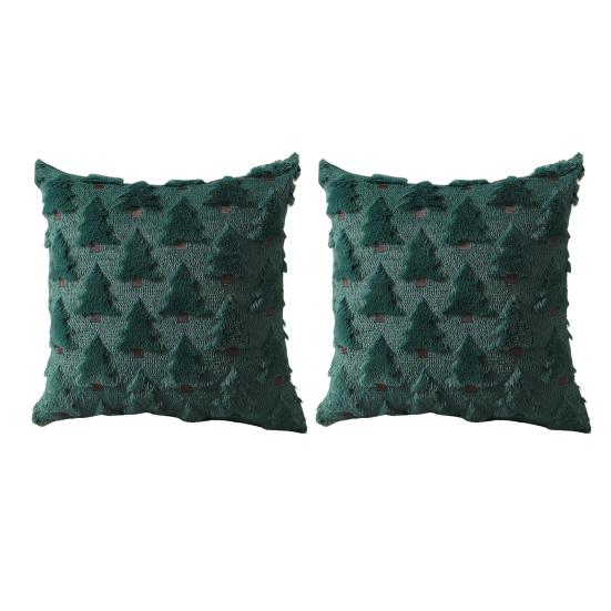 2 ks Povlaky na polštáře s vánočním stromkem, Měkké plyšové povlaky na vánoční polštáře, Pohovka, Postel, Pratelné, Dekorativní povlaky na polštáře