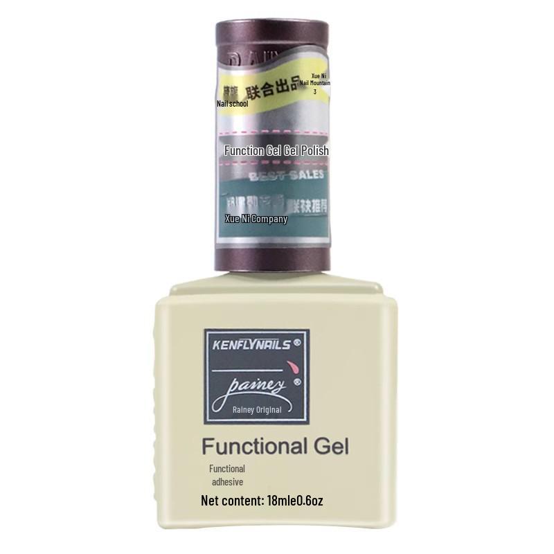 Rainie Nail Gel Builder: Strengthening Base & Tempered Top Coat with Matte Glass Sealer & Nail Tip Adhesive.