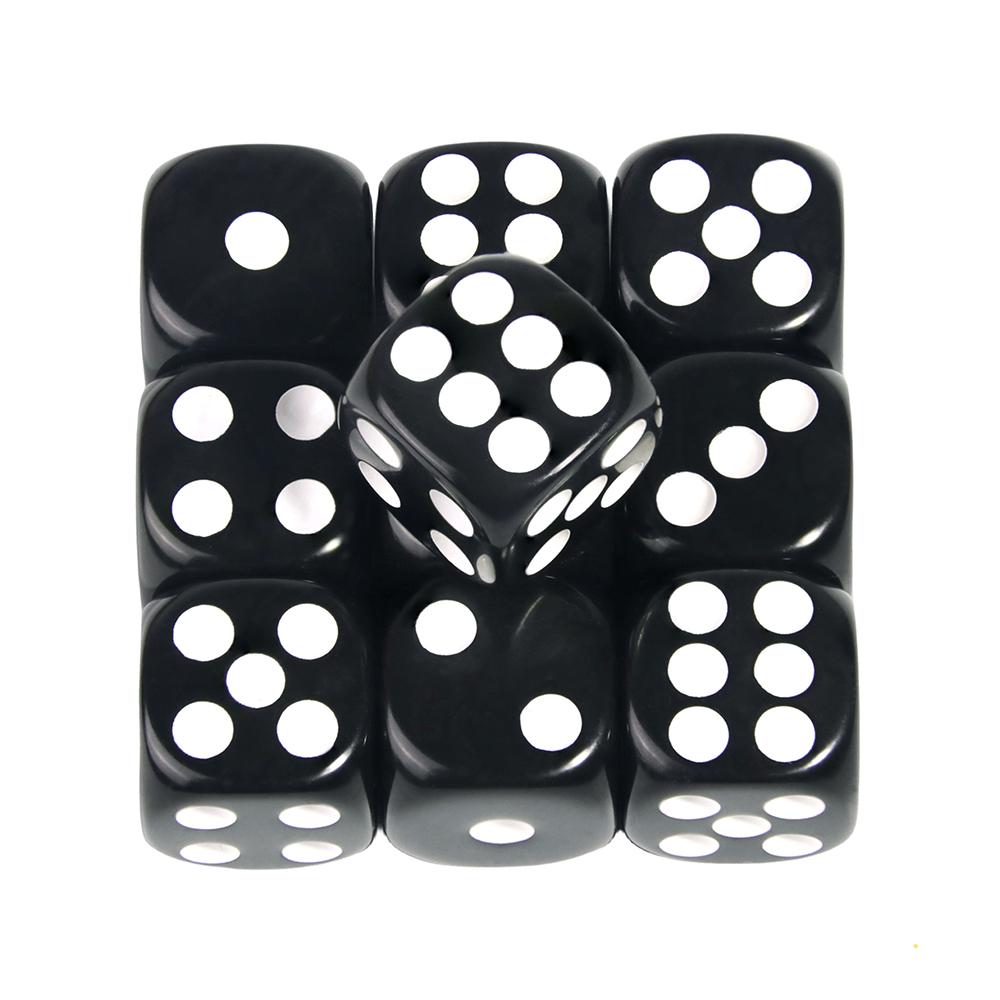

10 шт. 16 мм черные круглые угловые игральные кости набор акриловые 6-гранные игральные кости с цветными точками для настольной игры белый