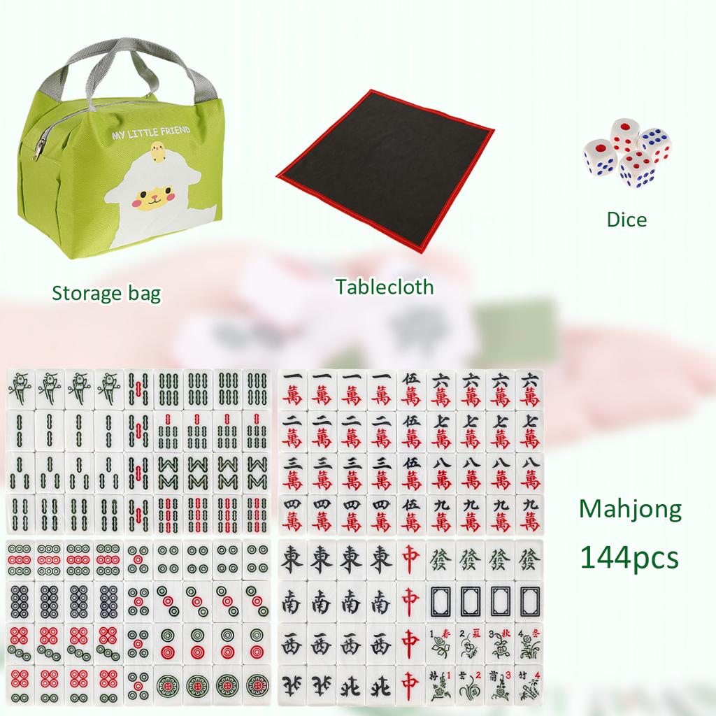 Mini Chinese Mahjong Set Travel Portable Mahjong Chinese Traditional Board Game for Beginners Family Party Games Christmas Gift