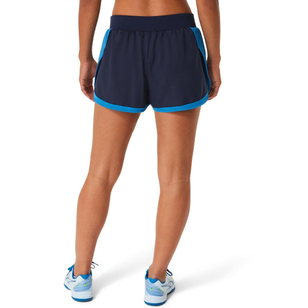 Asics Color Block Printed Logo Two-In-One Sports Shorts Women Shorts Dark-Blue Green 2042A253-403