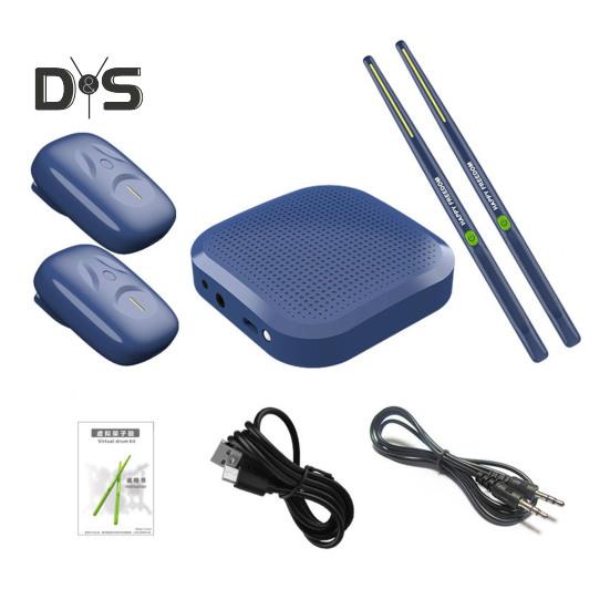 

Виртуальная электронная барабанная установка Электрическая карманная пневматическая барабанная установка с барабанными палочками Педали Аудиоконвертер для взрослых Детей Новичков темно-синий