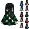 Women's Casual Vintage V-Neck Christmas Print Dress for Festive Occasions