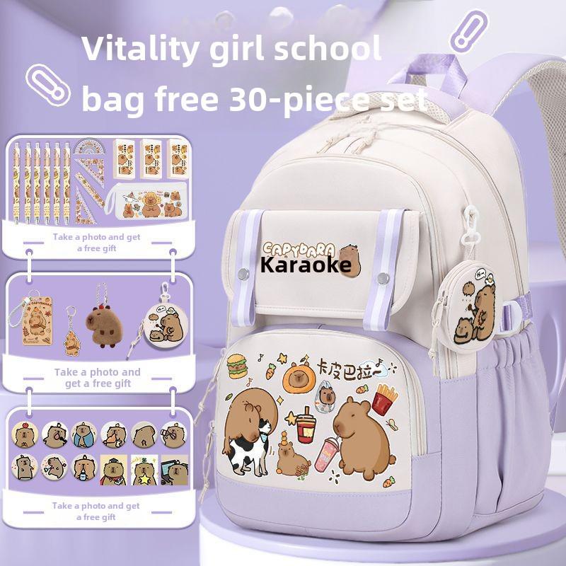 2024 Capybara Girls' Backpack: Stylish, Spacious & Perfect for Grades 1-6