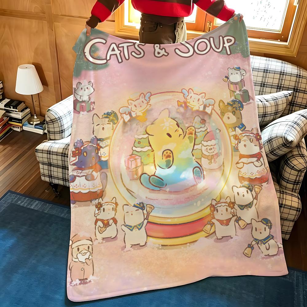 Game C-Cats S-Soup Throw Flannel Cozy Print Blanket, Portable, Durable Machine Washable Cute Cool