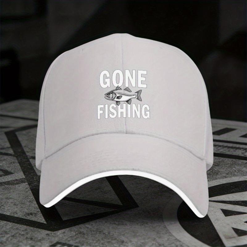 Gone Fishing Graphic Baseball Cap Polyester Adjustable Outdoor Casual Unisex Adult Hat