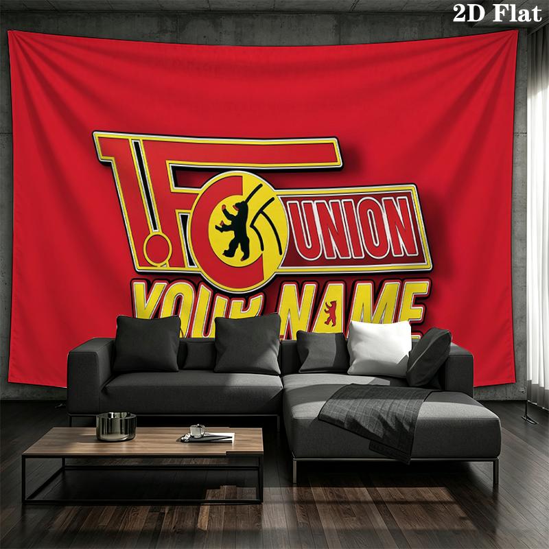 Custom Name,FC Union Berlin Wall tapestry, aesthetic printed fabric blanket, suitable for bedroom, living room, and home decor.