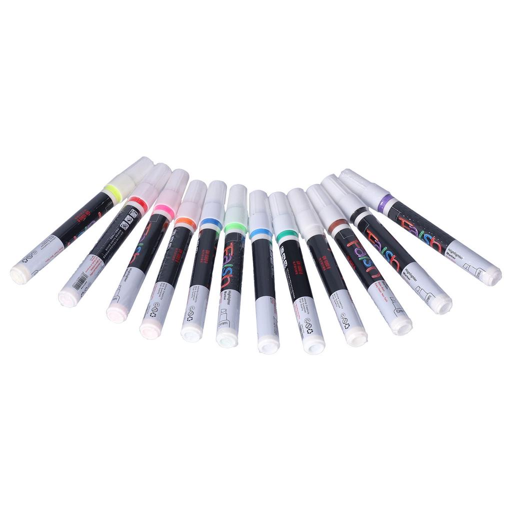 12pcs Highlighters Erasable Bright Color Smooth Watercolor Markers for Electronic Screen Painting Graffiti