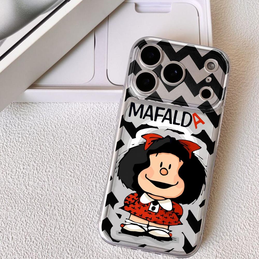 

Cartoon Cute M-Mafalda Phone Case For iPhone 17 16 15 14 13 12 Pro Max Plus With Magnetic Crystal Clear Case Wireless Charge iPhone 12