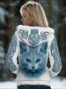 Damen Schneeflocke 3D-Druck Flanell Reißverschluss Kapuzenjacke Winter Warm Fleece Hoodie Lässiger Langarmmantel S-5XL