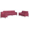 3 Piece Sofa Set with Cushions Burgundy Velvet