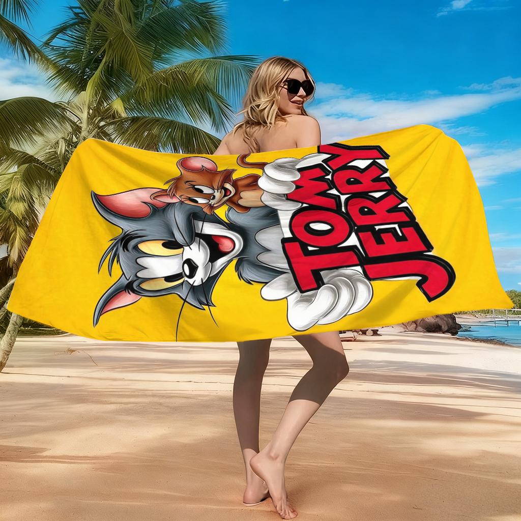 Tom&Jerry Cartoon Beach Towel Quick-drying Small To Large Towel Suitable for Beach Vacation Pool Summer Funny Gift for Friends