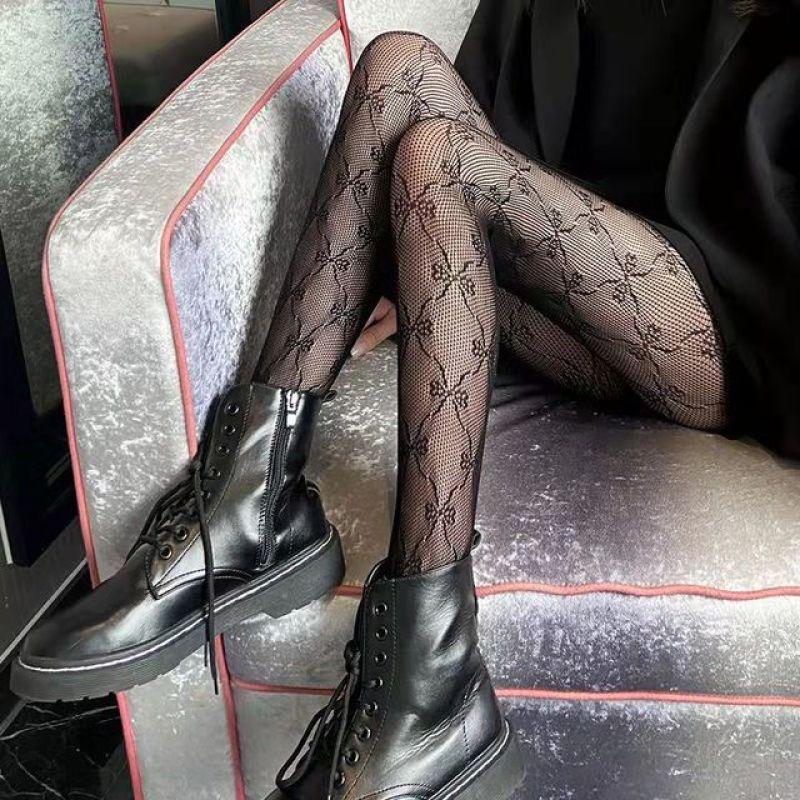 Medias de rejilla por encima de la rodilla con diseño floral de Lolita para colegiala, largas, adorables, estilo gótico, negro y blanco, estilo kawaii, disfraces de cosplay sexys.