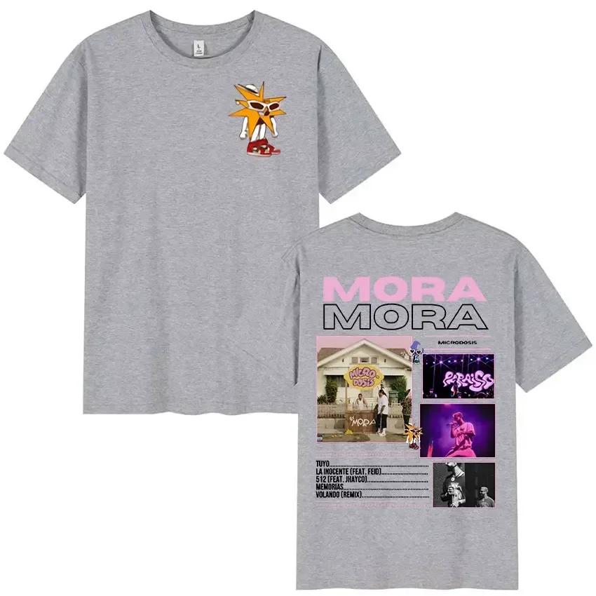 Rapper Mora Microdosis Tour Album 2025 Graphic T Shirt Unisex Hip Hop Fashion Vintage Cotton Short Sleeve Tshirt Unisex Streetwear
