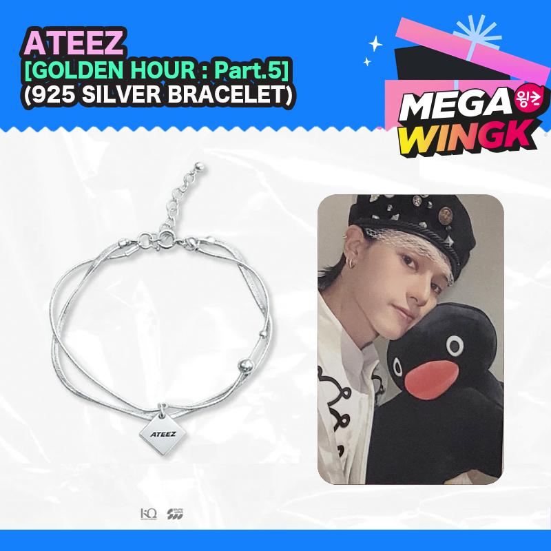 [ATEEZ GOLDEN HOUR : Part.5 Official MD] Rare Limited Edition 925 Silver Plated Bracelet + Official Photocard (1 Pc)