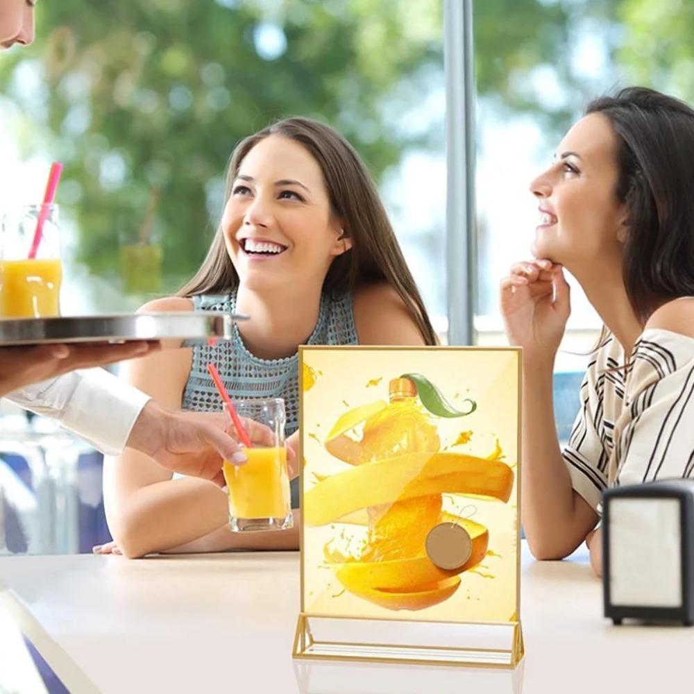 with Base Label Holder DIY Menu Card Rack Acrylic Golden Sign Holder Anniversary Celebration